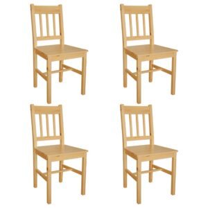 Elegant Solid Pine Wood Dining Chairs Set of Four Ergonomic Kitchen Seating