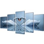 Large Swan Lake Canvas Wall Art Print Set Romantic Home Decor Easy Hang