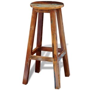 Vintage  Reclaimed Wood Bar Stool Handmade Polished Painted Wax Finish