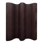 Bamboo Room Divider Privacy Screen Dark Brown Flexible Home Decor Partition