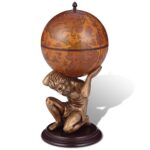 Decorative Globe Bar Wine Cabinet Atlas Stand with Old World Map Pattern