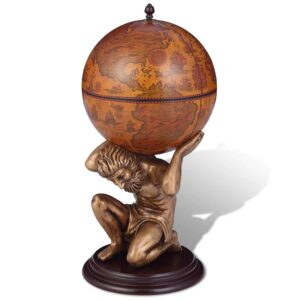 Decorative Globe Bar Wine Cabinet Atlas Stand with Old World Map Pattern