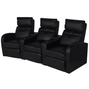 Recliner 3-seat Artificial Leather Black