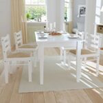 Dining Chairs 4 pcs White Solid Rubber Wood and Velvet