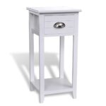 Elegant White Nightstand Bedside Table with Drawer and Shelf Storage Organizer