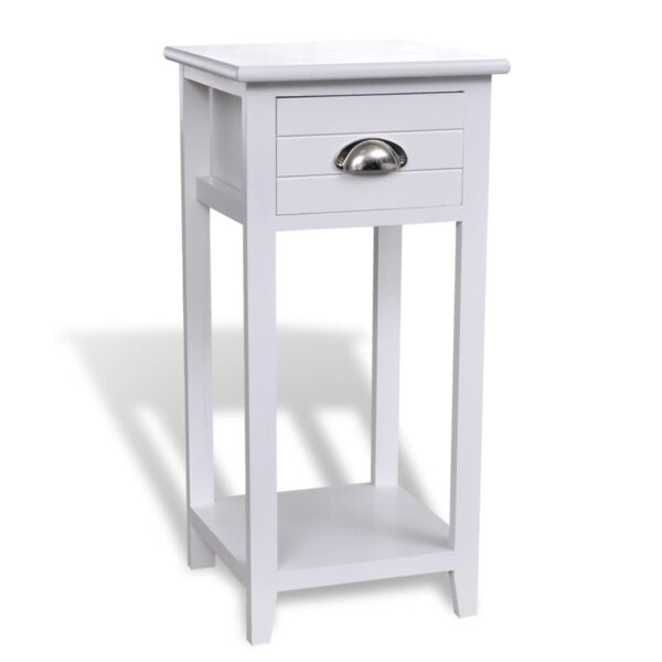 Elegant White Nightstand Bedside Table with Drawer and Shelf Storage Organizer