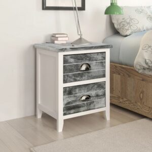 Set of Two Elegant Bedside Cabinets Nightstands with Drawers Grey White