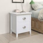 Set of Two White Nightstands Elegant Bedside Tables with Drawers Storage Organizer