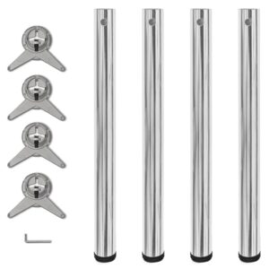 Chrome Adjustable Table Legs Set of Four - Sturdy Iron Worktop Desk Support