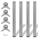 4 Height Adjustable Table Legs Brushed Nickel 710 mm