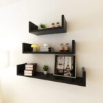 Chic Black Floating Wall Shelves Set of Three - Invisible Mount Storage Display