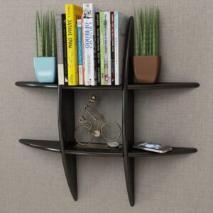 Matte Black Floating Wall Shelf Invisible Mount Book DVD Display Storage Decor