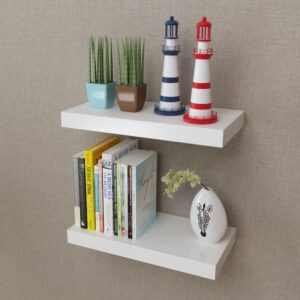 White Floating Wall Shelves Matte Finish Invisible Mount Decor Display Storage