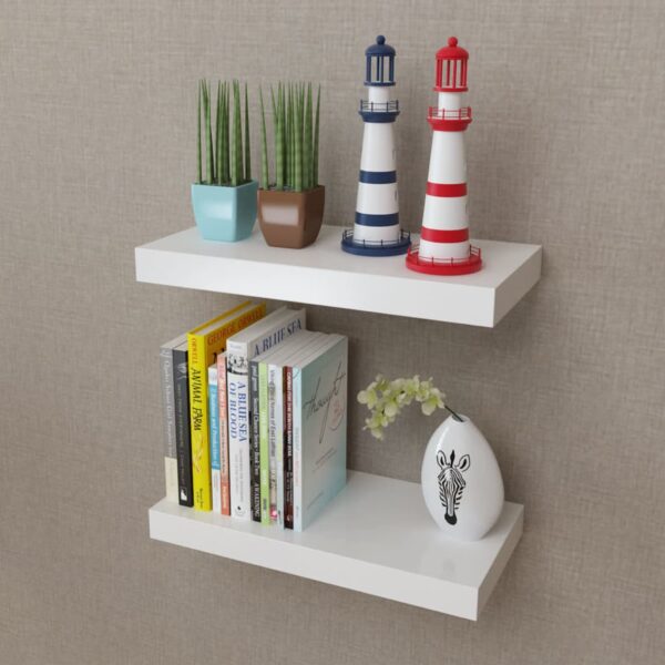 White Floating Wall Shelves Matte Finish Invisible Mount Decor Display Storage