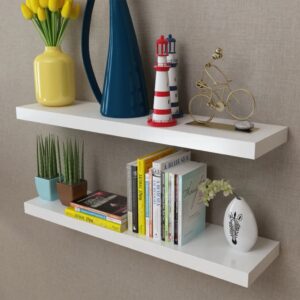 White Floating Wall Shelves Matte Finish Invisible Mount Decor Display Storage