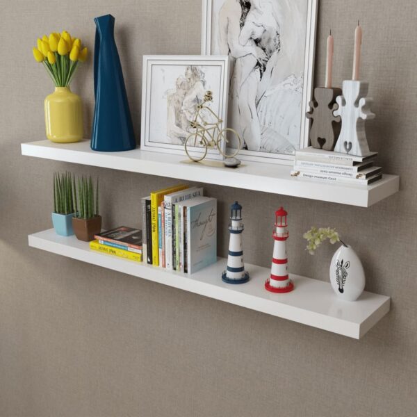 White Floating Wall Shelves Matte Finish Invisible Mount Decor Display Storage