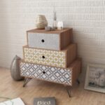 Elegant Brown Nightstand Side Cabinet with 3 Storage Drawers MDF Steel Legs