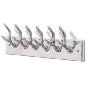 Stylish Silver Aluminum Coat Rack Wall Mounted Hat Hanger Elegant Antler Design