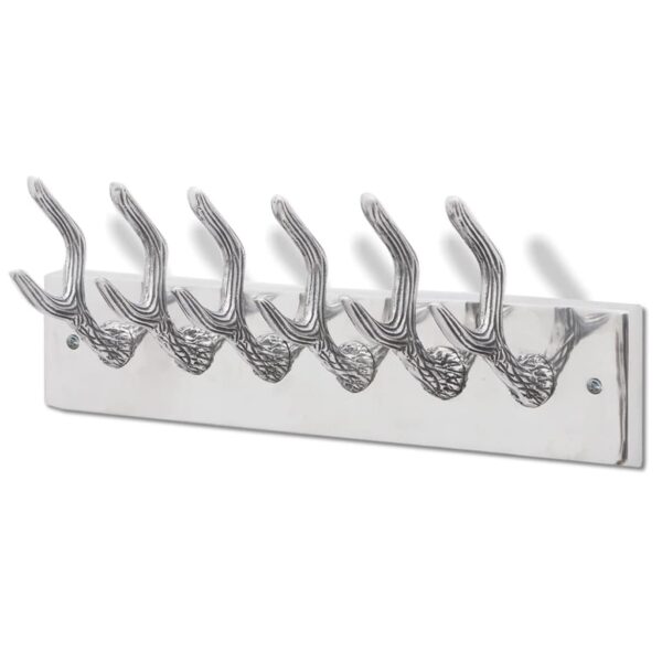 Stylish Silver Aluminum Coat Rack Wall Mounted Hat Hanger Elegant Antler Design