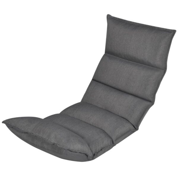 Adjustable Folding Floor Lounge Chair Grey Polyester Fabric Portable Sofa Bed