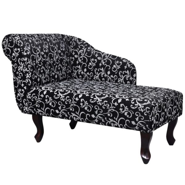 Elegant Chaise Longue High-Quality Fabric Comfortable Padded Seat Black White