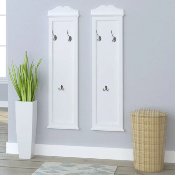 Elegant White Wall Mounted Coat Rack with Hooks - Chic Baroque  Organizer