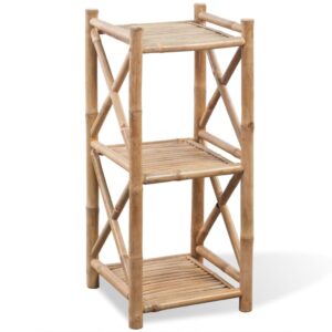 Bamboo 3-Tier Shelf Rack Organizer Towel Book Plant Display Tropical Durable