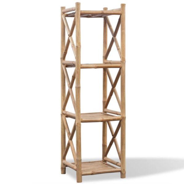 Bamboo 4-Tier Shelf Rack Towel Book Plant Display Durable Weather-Resistant