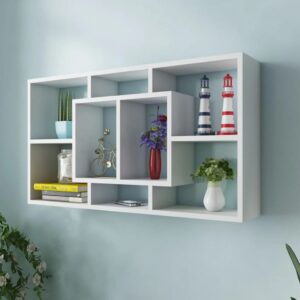 Chic White Floating Wall Shelf Display Storage Modern Invisible Mount Easy Assemble