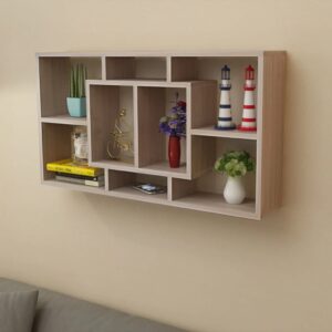 Chic Oak Color Floating Wall Shelf Display Storage Modern Invisible Mount Decor