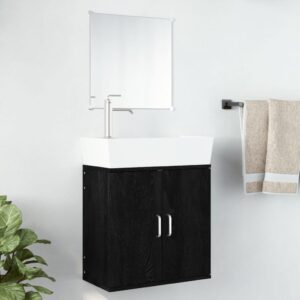 Chic Black Bathroom Vanity Set Wall-Mounted Cabinet with Mirror Storage