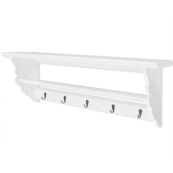 Elegant White Wall Mounted Coat Rack Shelf with Hooks Baroque  Hallway Decor