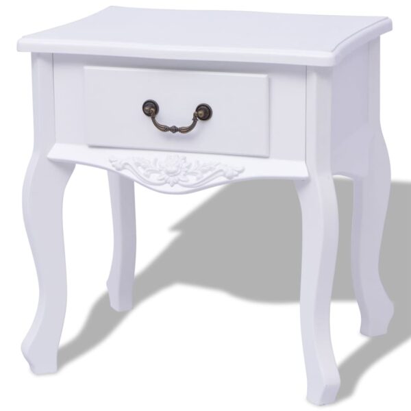 Stylish White Bedside Cabinet MDF Versatile Storage Nightstand Easy Assemble