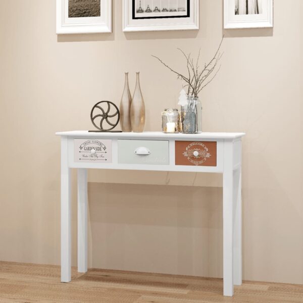 Chic French Country  Wooden Console Table with 3 Storage Drawers