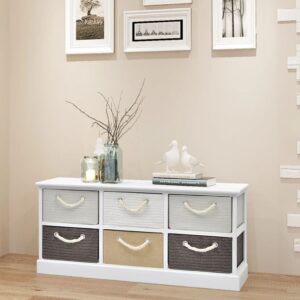 Rustic Wooden Storage Bench with Drawers Hallway Entryway Organizer Cabinet