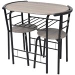 Modern Breakfast Bar Set with Stools Compact MDF Iron Frame Easy Assembly