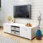 Modern High-Gloss White TV Stand Entertainment Center Media Console Storage