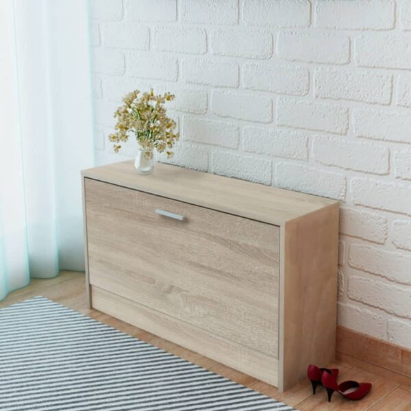 Stylish Oak Shoe Storage Bench Entryway Seating Organizer Durable MDF Wood