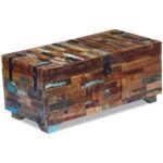 Vintage Reclaimed Wood Coffee Table Handmade Storage Chest Unique Solid Box