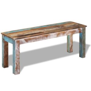 Vintage Solid Reclaimed Wood Bench Handmade Polished Waxed Multicolour Seating