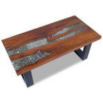 Rustic Charm Handmade Teak Resin Coffee Table - Exotic Solid Wood Side Table