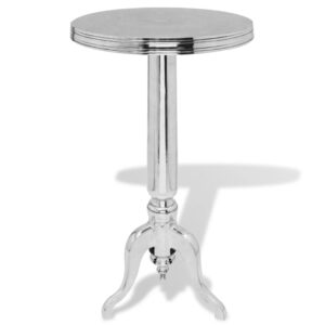 Elegant Round Side Table Aluminium Silver Bedside Nightstand Flower Stand Decor