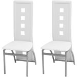 Elegant White Faux Leather Dining Chairs High Backrest Ergonomic Set of Two