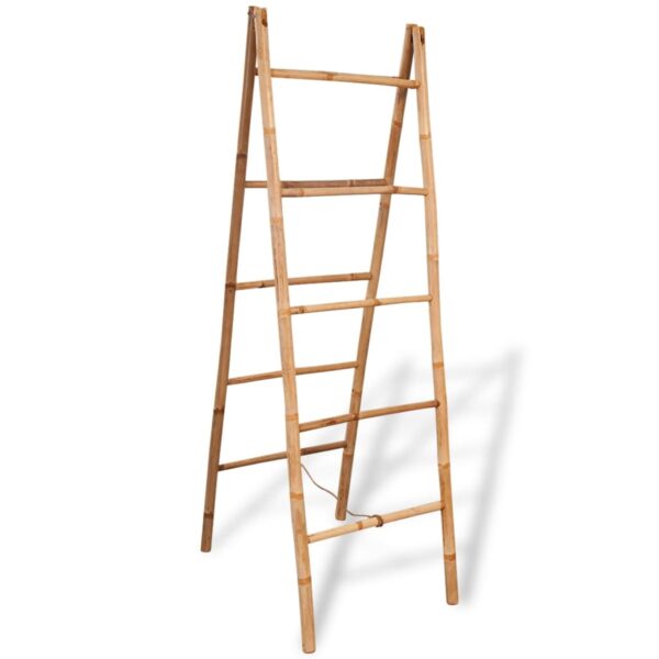 Bamboo Double Sided Towel Ladder Rack Durable Bathroom Organizer Brown Finish