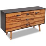 Chic Solid Acacia Wood Sideboard Storage Cabinet with Drawers & Cupboards