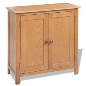 Rustic Solid Oak Wood Sideboard Storage Cabinet with Shelf Home Furniture Brown