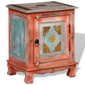 Vintage Indian  Solid Mango Wood Nightstand Orange Large Cabinet Handmade