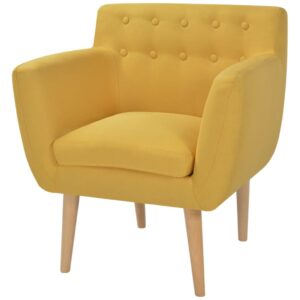 Modern Yellow Fabric Armchair Comfortable Living Room Lounge Easy Assembly