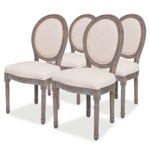 Dining Chairs 4 pcs Cream Fabric