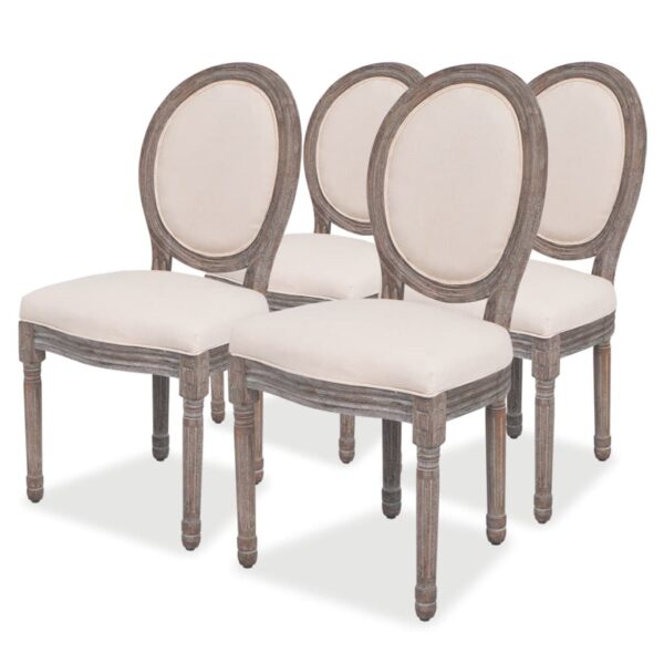 Dining Chairs 4 pcs Cream Fabric